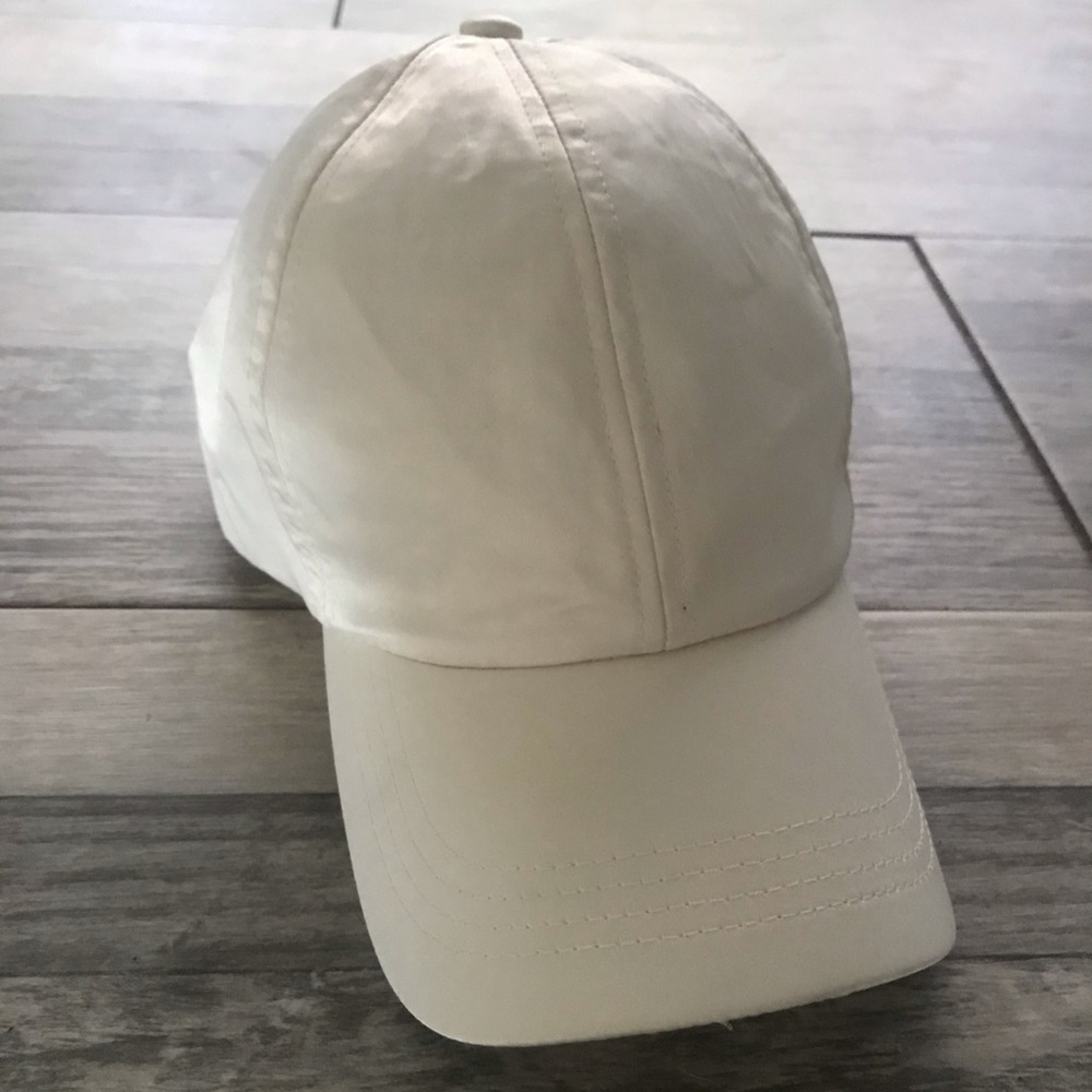 Off white satin baseball cap